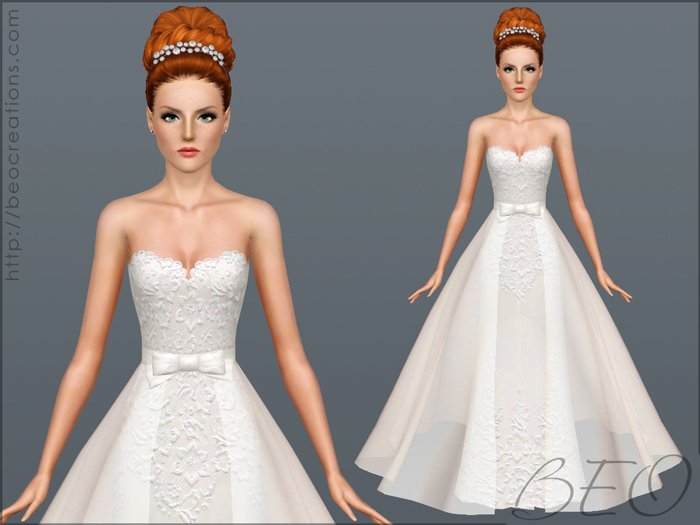 Wedding dress 28 v2 for Sims 3 by BEO